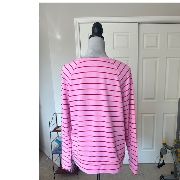 COMO Vintage Pink Red Stripe Love Graphic Sweatshirt Top Women's Size LG - Picture 6 of 9